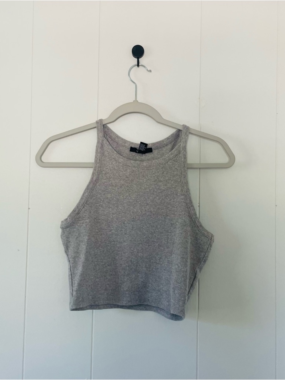Forever 21 Gray Ribbed Cropped Tank Top